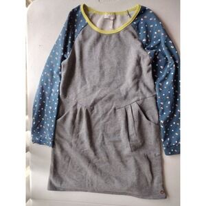 435 Kids Sweatshirt Dress Gray Blue Polka Dot Long Sleeve Size 16